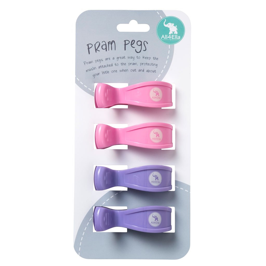 All4Ella Pram Pegs 4set Pastel Purple Pink Carry Them Close